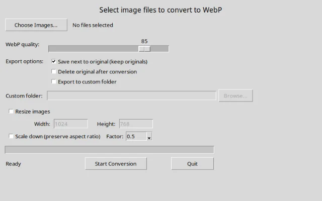 A screenshot of WebP Resizer Ultimate v2